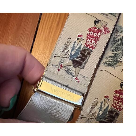 VINTAGE Trafalgar Limited Edition Silk Golf Theme Braces Suspenders - Picture 3 of 7